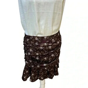 Veronica Beard 'Taras' Floral-Print Ruched Silk Mini Skirt size 10